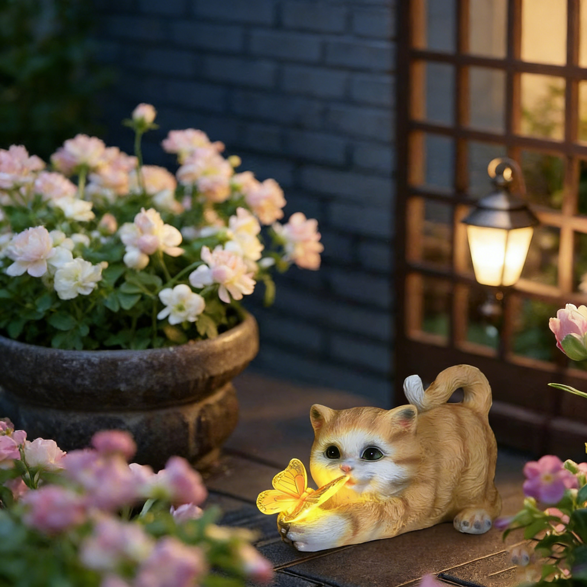 Solar Garden Lights Resin Elf Statue - Outdoor Decorative Solar-Powered LED Lights for Yard, Patio, Garden - Cute Resin Fairy/Elephant/Cat Figurine Solar Lamp (Waterproof, Auto On/Off)