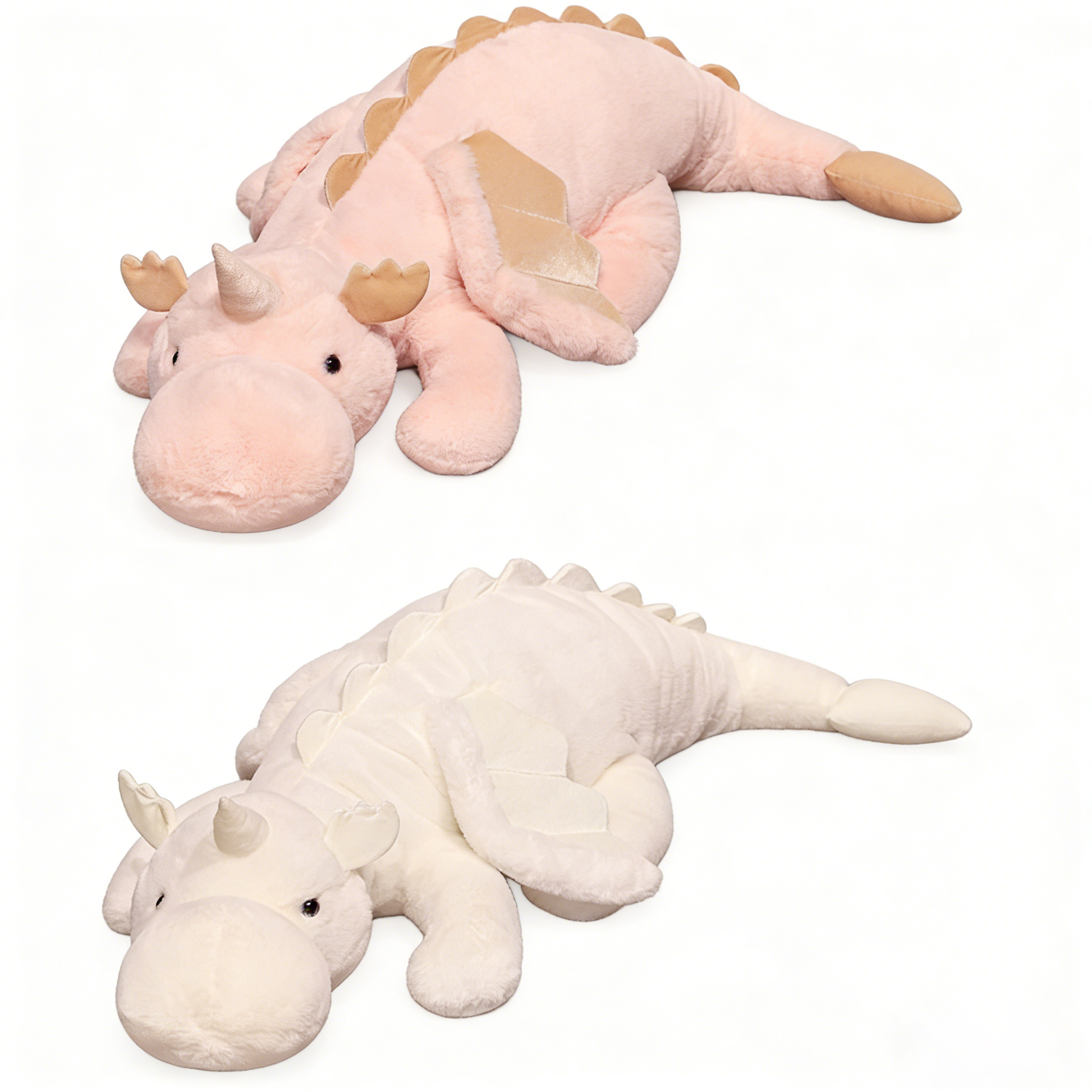 Giant Soft Dragon Plush Toy - Large Stuffed Animal Pillow for Kids & Adults, Huggable Long Body Cuddly Dragon Stuffed Toy (Pink/White, Multiple Sizes)