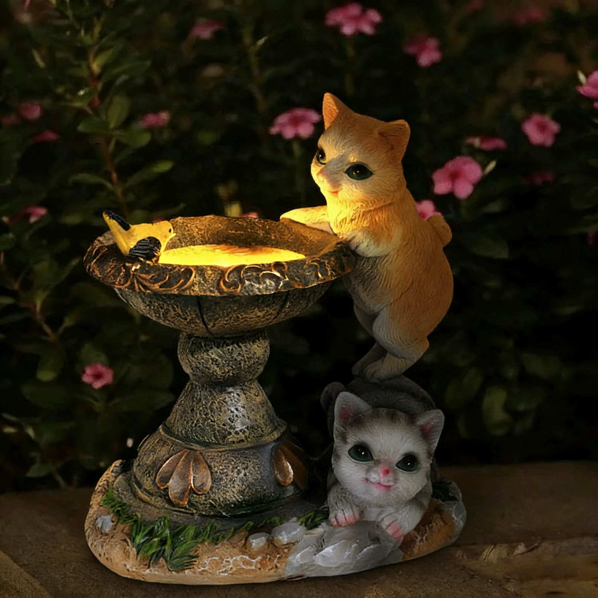 Solar Garden Lights Resin Elf Statue - Outdoor Decorative Solar-Powered LED Lights for Yard, Patio, Garden - Cute Resin Fairy/Elephant/Cat Figurine Solar Lamp (Waterproof, Auto On/Off)