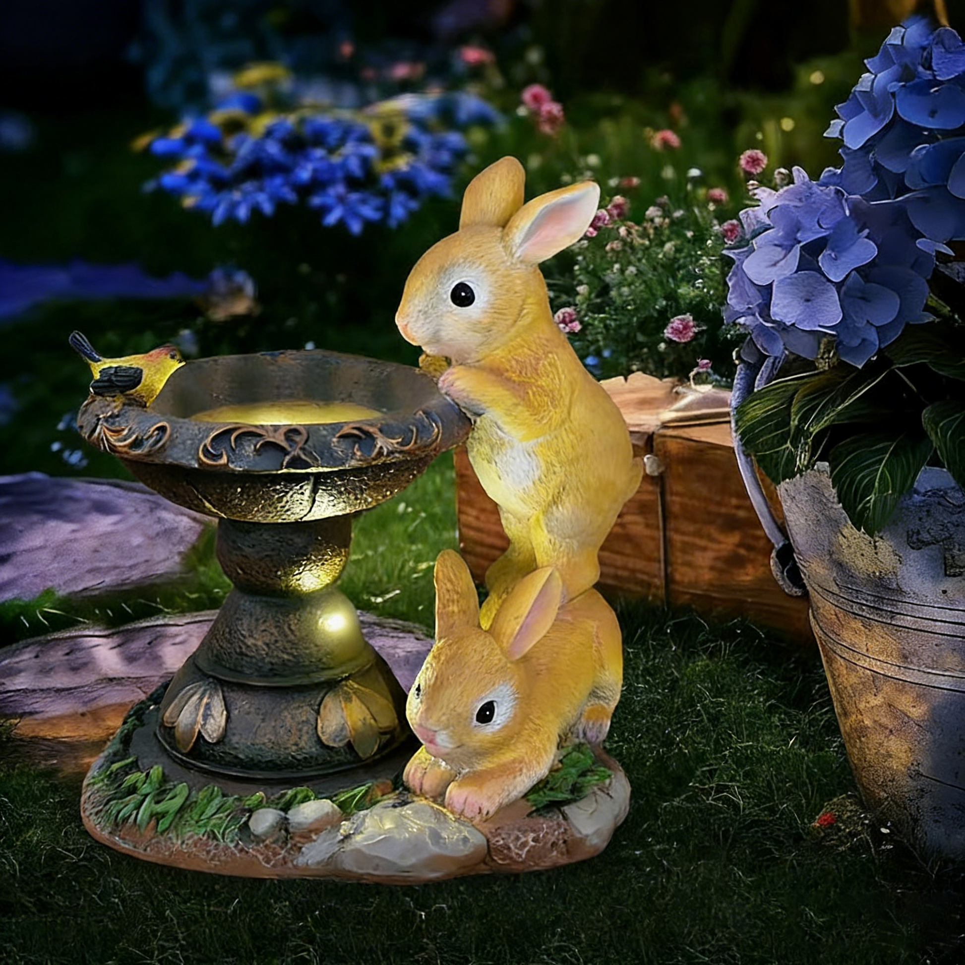 Solar Garden Lights Resin Elf Statue - Outdoor Decorative Solar-Powered LED Lights for Yard, Patio, Garden - Cute Resin Fairy/Elephant/Cat Figurine Solar Lamp (Waterproof, Auto On/Off)