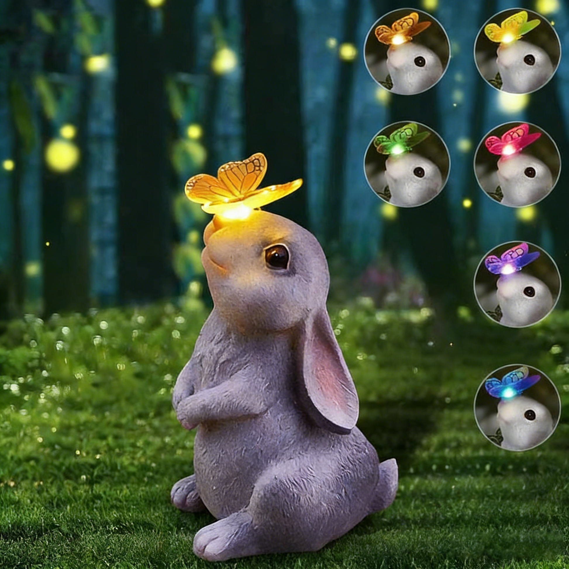 Solar Garden Lights Resin Elf Statue - Outdoor Decorative Solar-Powered LED Lights for Yard, Patio, Garden - Cute Resin Fairy/Elephant/Cat Figurine Solar Lamp (Waterproof, Auto On/Off)