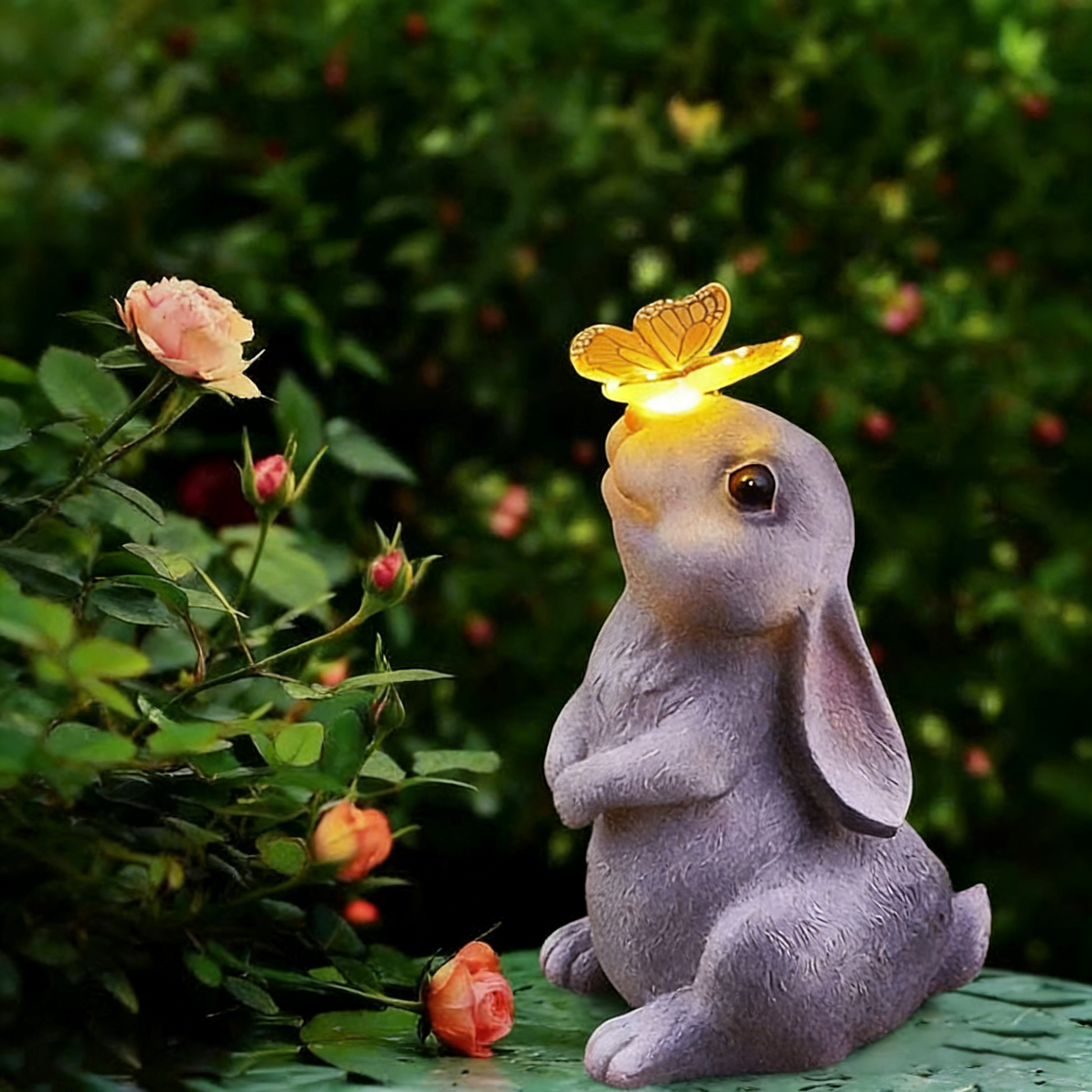 Solar Garden Lights Resin Elf Statue - Outdoor Decorative Solar-Powered LED Lights for Yard, Patio, Garden - Cute Resin Fairy/Elephant/Cat Figurine Solar Lamp (Waterproof, Auto On/Off)