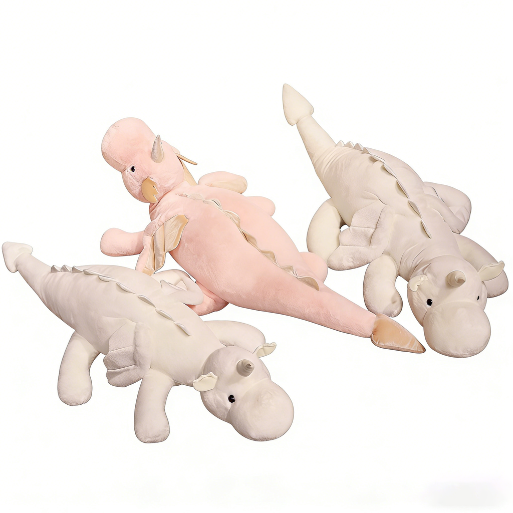 Giant Soft Dragon Plush Toy - Large Stuffed Animal Pillow for Kids & Adults, Huggable Long Body Cuddly Dragon Stuffed Toy (Pink/White, Multiple Sizes)