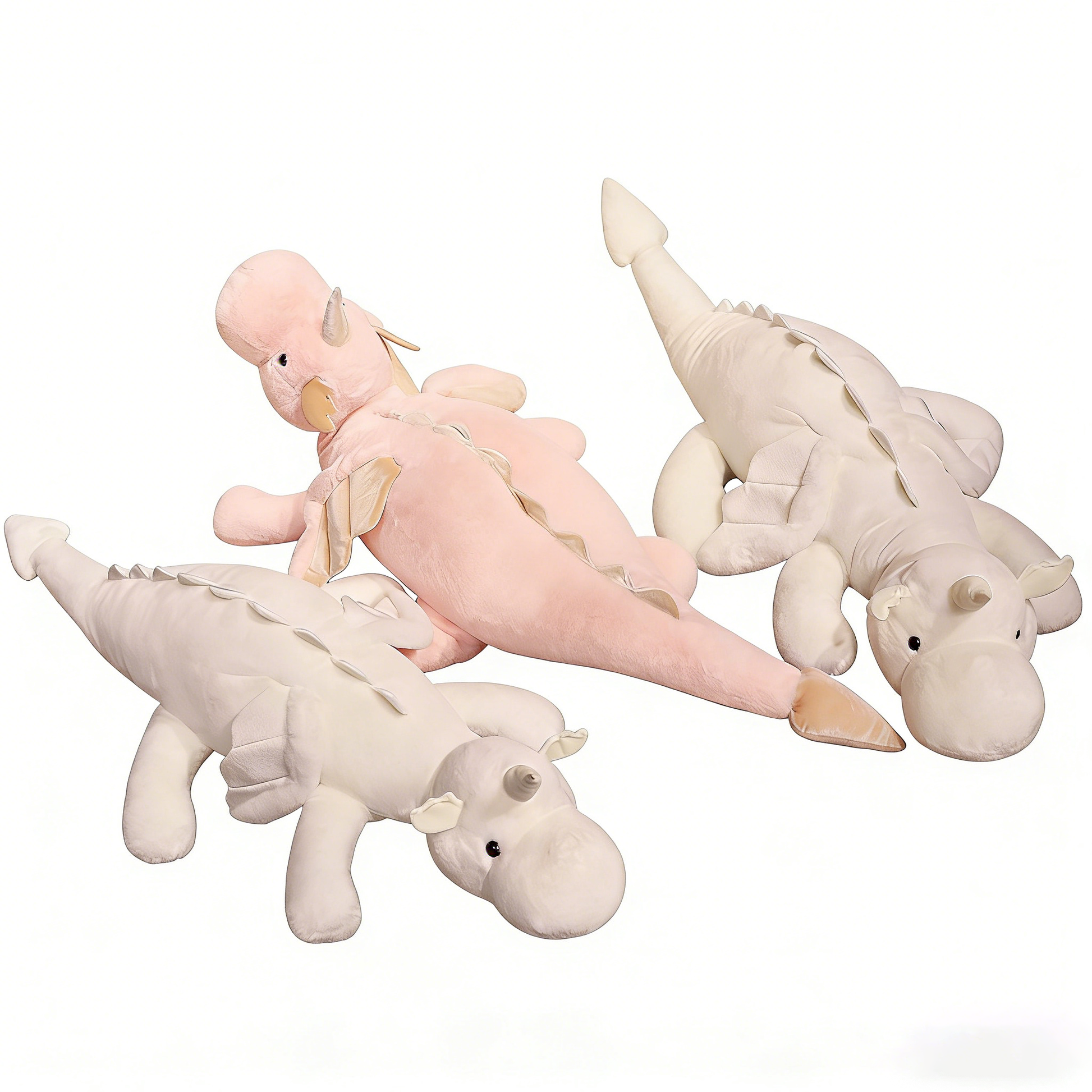 Giant Soft Dragon Plush Toy - Large Stuffed Animal Pillow for Kids & Adults, Huggable Long Body Cuddly Dragon Stuffed Toy (Pink/White, Multiple Sizes)