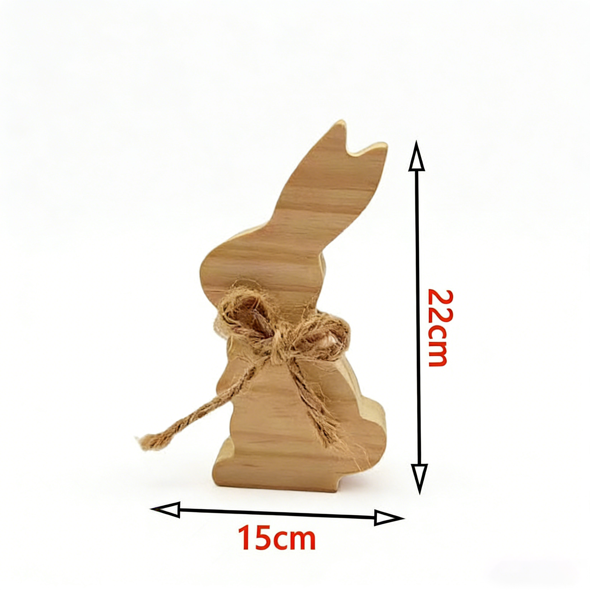 Rustic Wooden Bunny Statue - Farmhouse Easter Decor for Home | Natural Wood Animal Tabletop Decoration