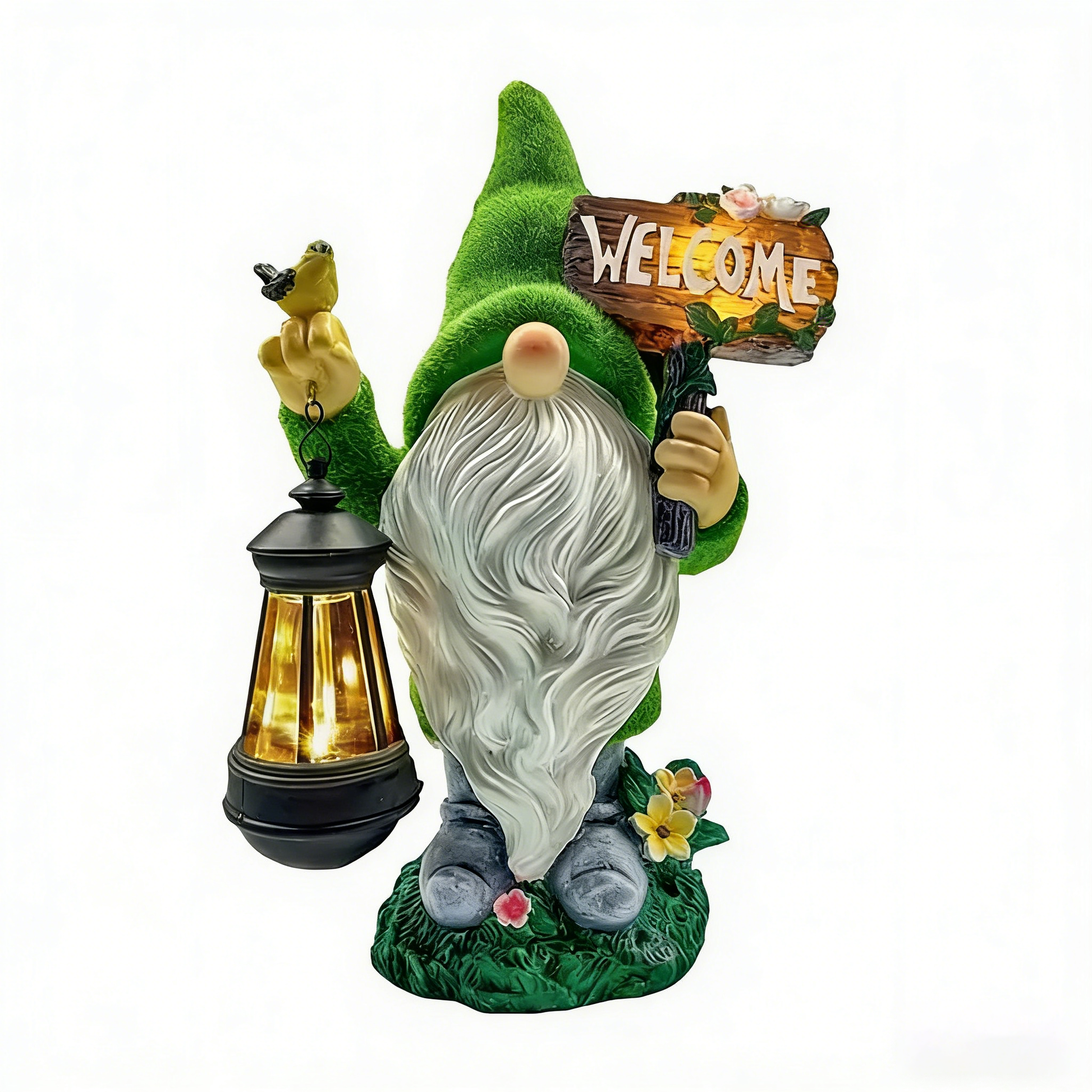 Solar Garden Lights Resin Elf Statue - Outdoor Decorative Solar-Powered LED Lights for Yard, Patio, Garden - Cute Resin Fairy/Elephant/Cat Figurine Solar Lamp (Waterproof, Auto On/Off)