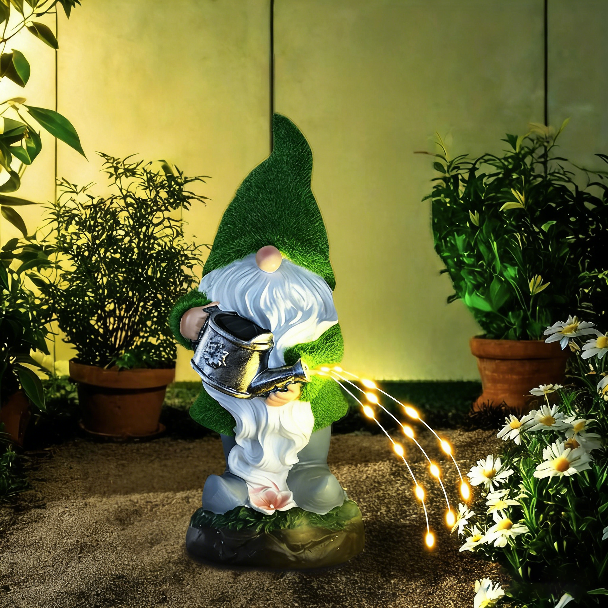 Solar Garden Lights Resin Elf Statue - Outdoor Decorative Solar-Powered LED Lights for Yard, Patio, Garden - Cute Resin Fairy/Elephant/Cat Figurine Solar Lamp (Waterproof, Auto On/Off)