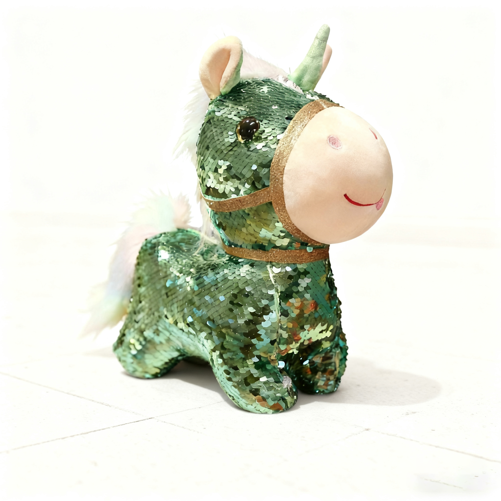 "Reversible Sequin Horse Plush Toy – Stress Relief Companion with Magical Sparkle, Perfect Heartwarming Gift for Kids & Adults"