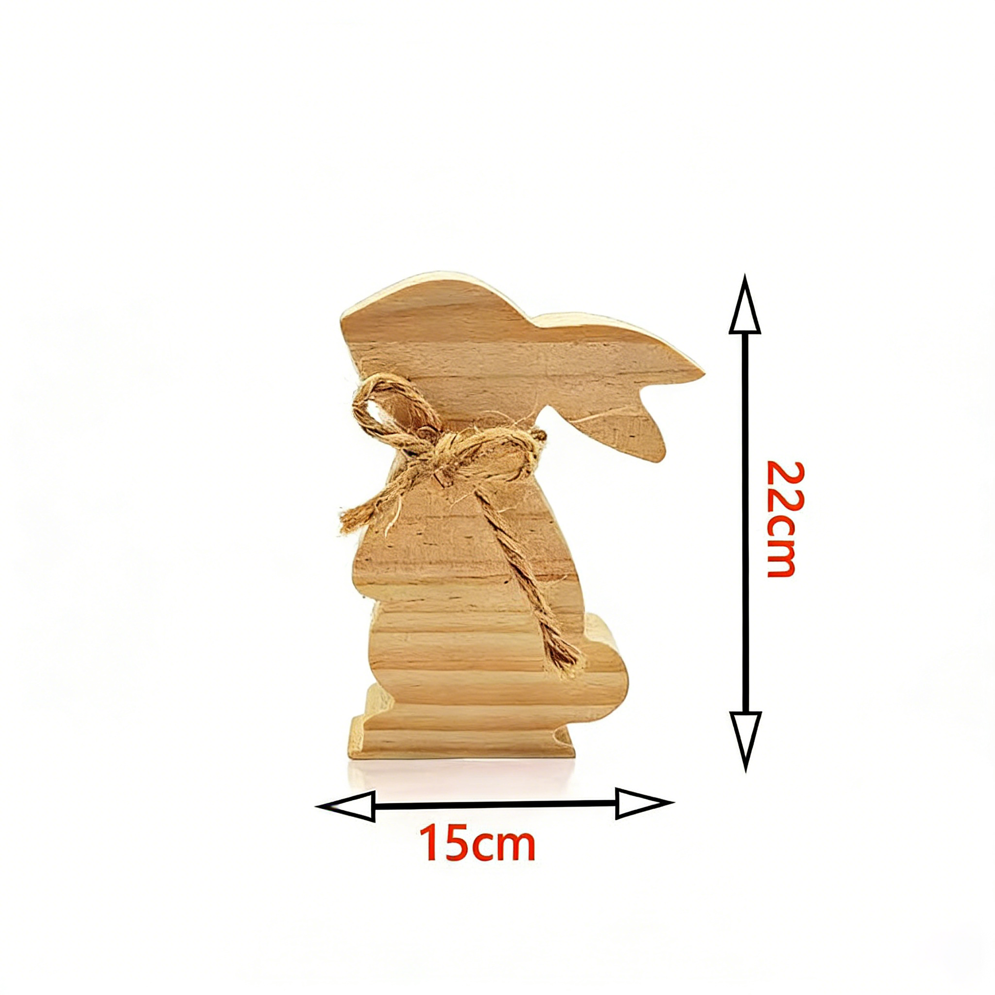 Rustic Wooden Bunny Statue - Farmhouse Easter Decor for Home | Natural Wood Animal Tabletop Decoration