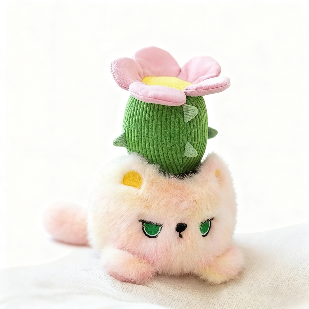 17cm Plush Sunflower Cactus Cat Toy - Cute Comforting Companion