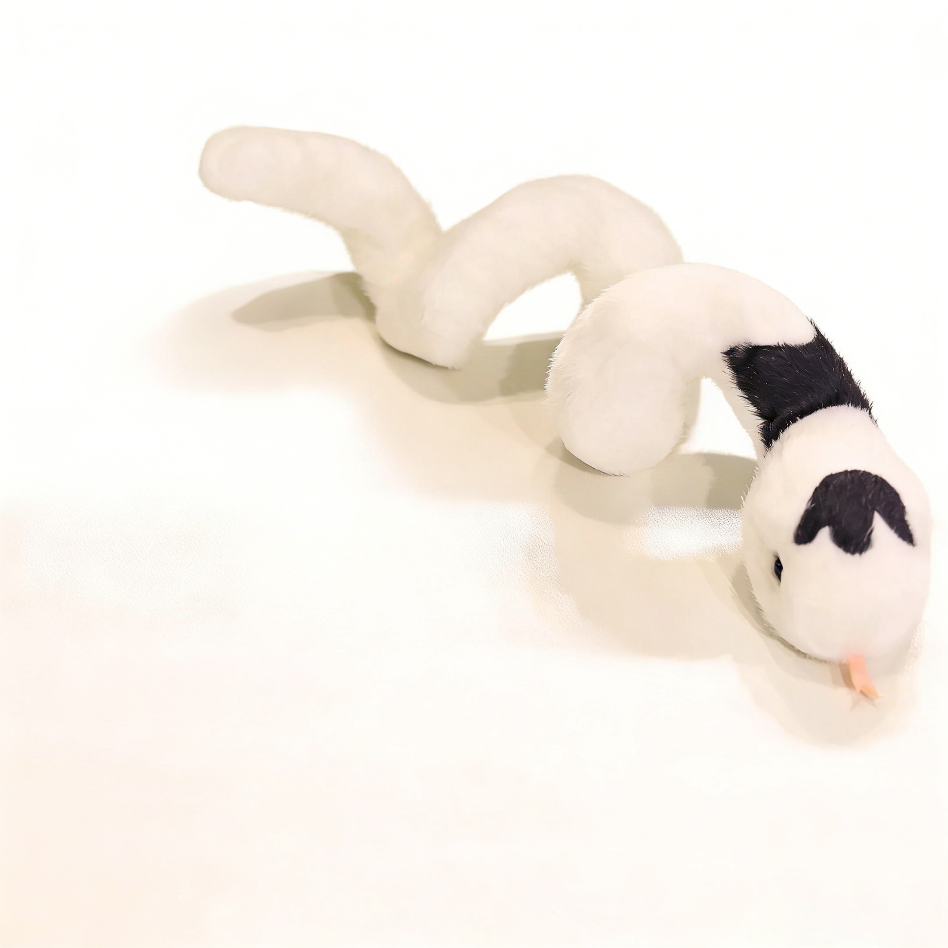 Bendable Plush Snake Toy with Built-in Skeleton - Flexible White & Black Wrist Cuff Stuffed Animal Gift for Kids Adults Bedroom Decor