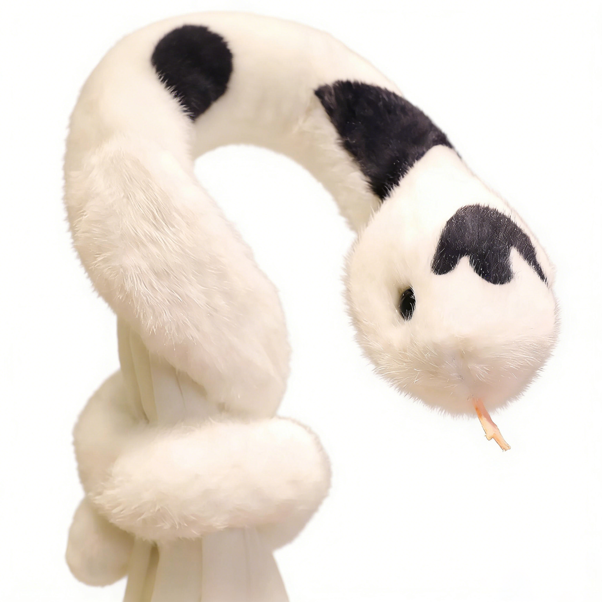 Bendable Plush Snake Toy with Built-in Skeleton - Flexible White & Black Wrist Cuff Stuffed Animal Gift for Kids Adults Bedroom Decor