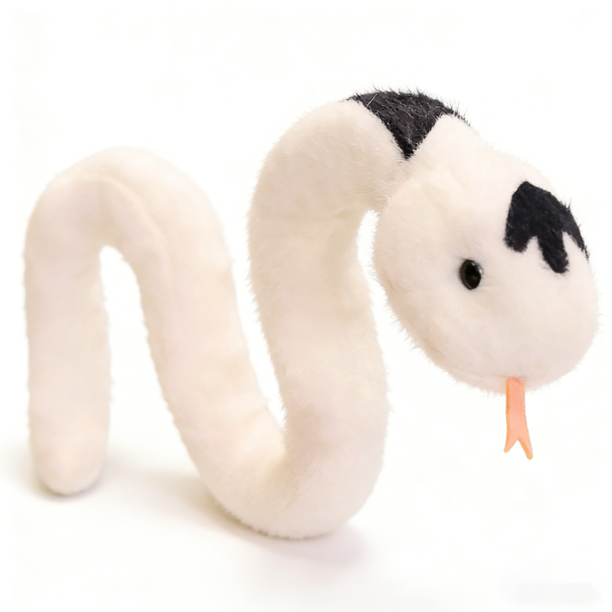 Bendable Plush Snake Toy with Built-in Skeleton - Flexible White & Black Wrist Cuff Stuffed Animal Gift for Kids Adults Bedroom Decor