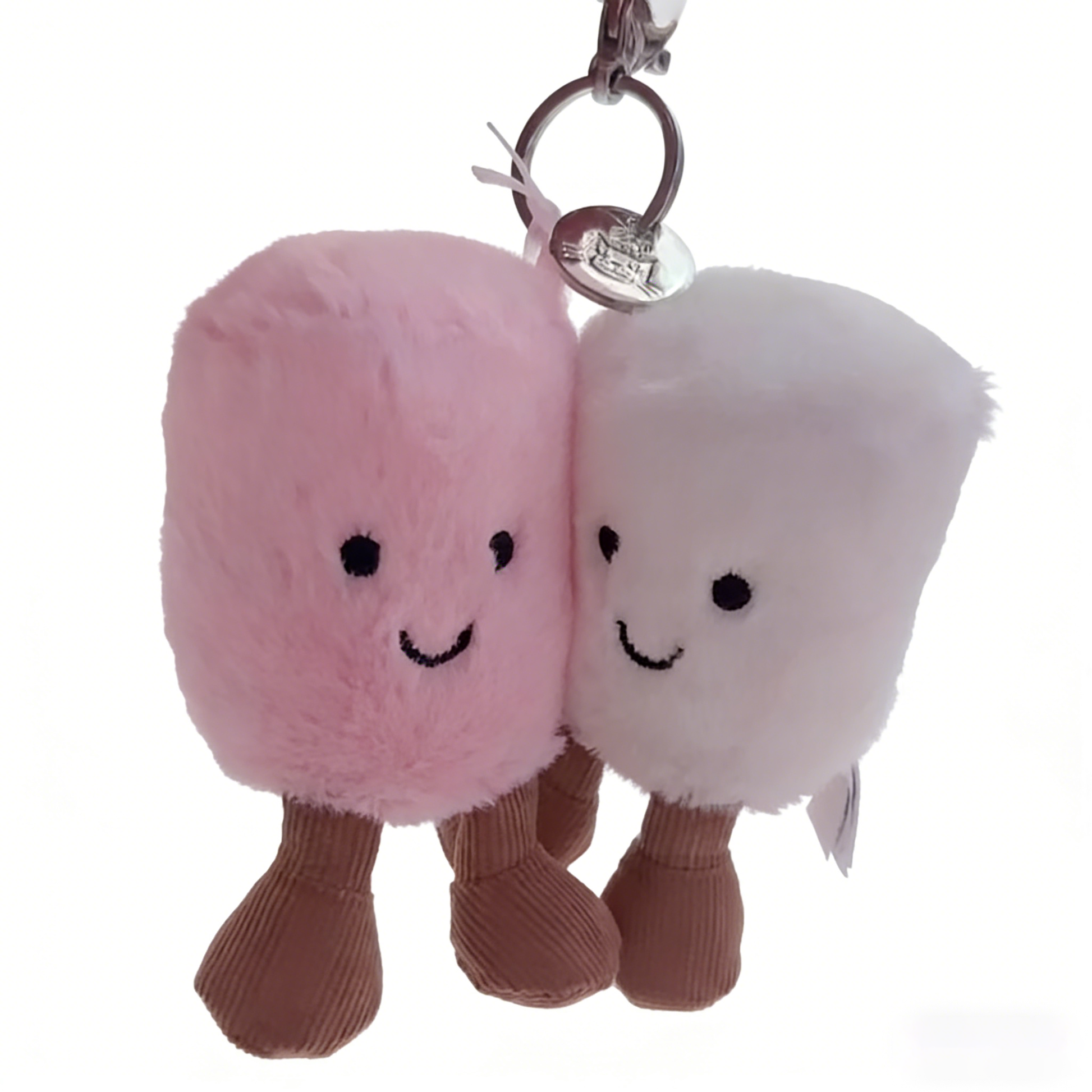 Plush Ice Cream Keychain Set (Pink & White) - Soft Stuffed Toy Charm for Backpacks Keys Car Decor Gift for Friends