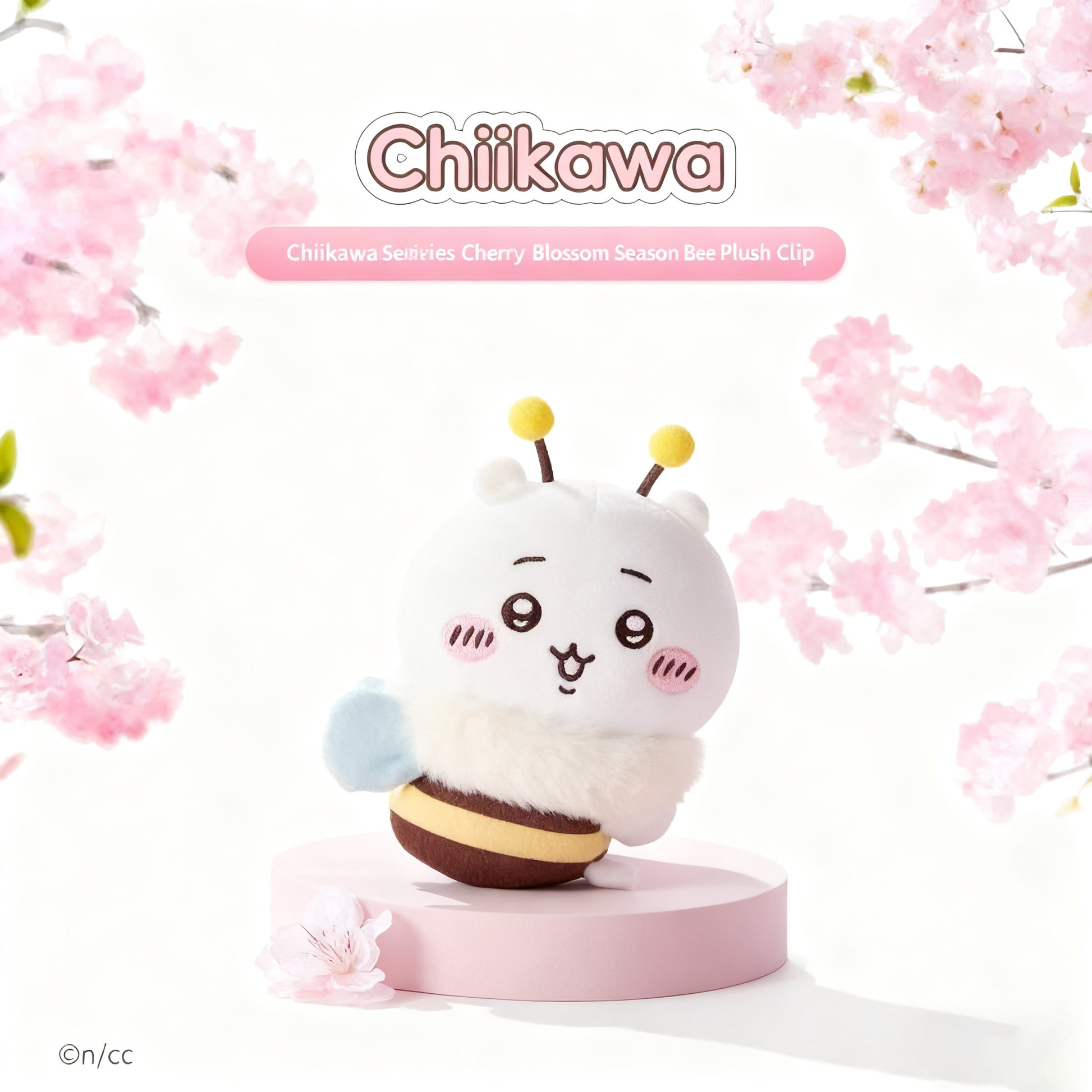 Chiikawa Sakura Season Bee Plush Doll - Cute Stuffed Animal in White/Deep Blue/Orange, Soft Huggable Companion for Kids & Fans