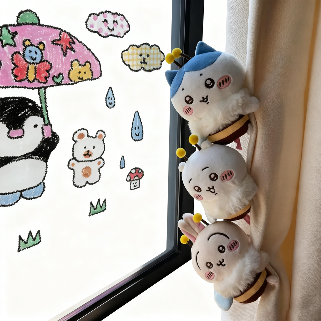 Chiikawa Sakura Season Bee Plush Doll - Cute Stuffed Animal in White/Deep Blue/Orange, Soft Huggable Companion for Kids & Fans