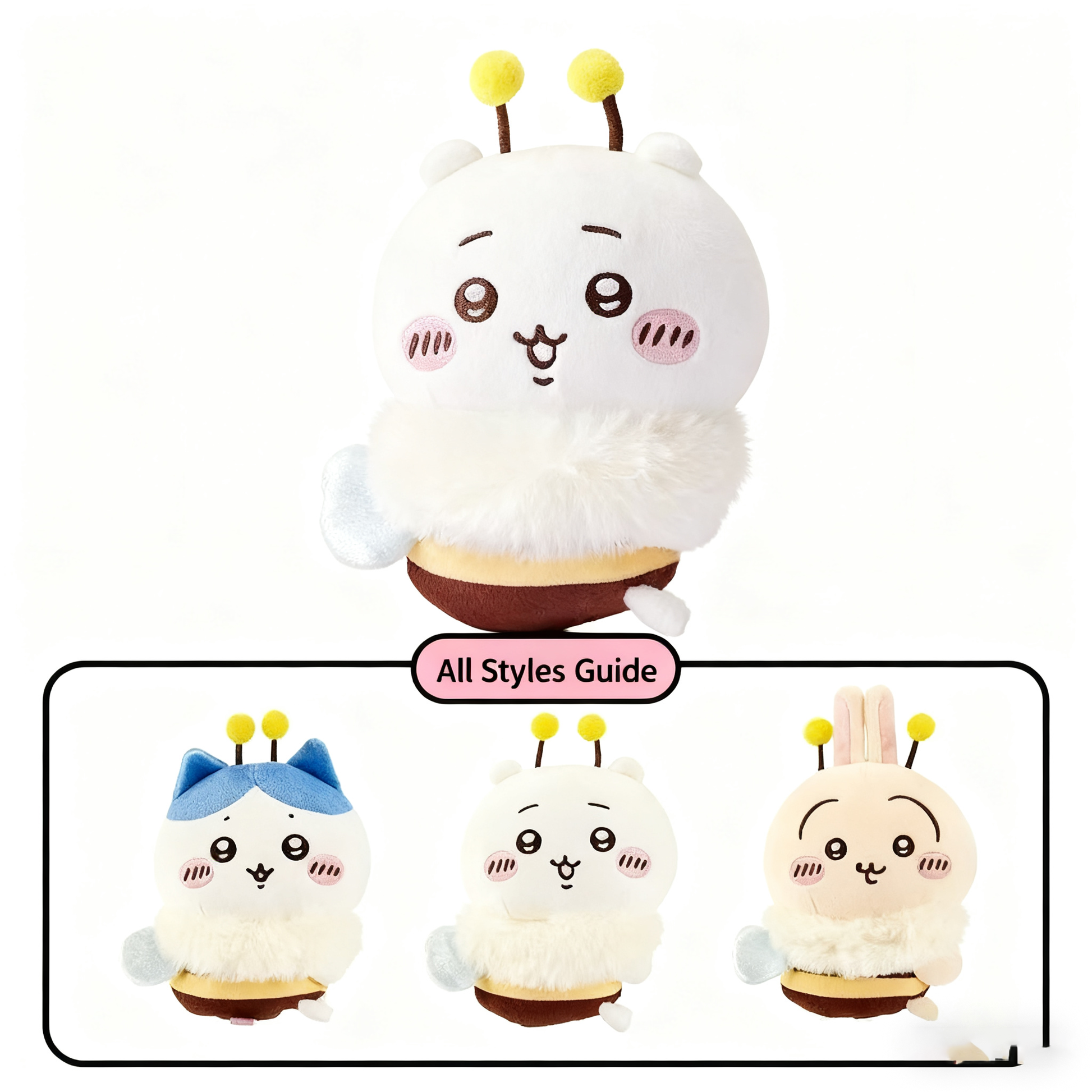 Chiikawa Sakura Season Bee Plush Doll - Cute Stuffed Animal in White/Deep Blue/Orange, Soft Huggable Companion for Kids & Fans