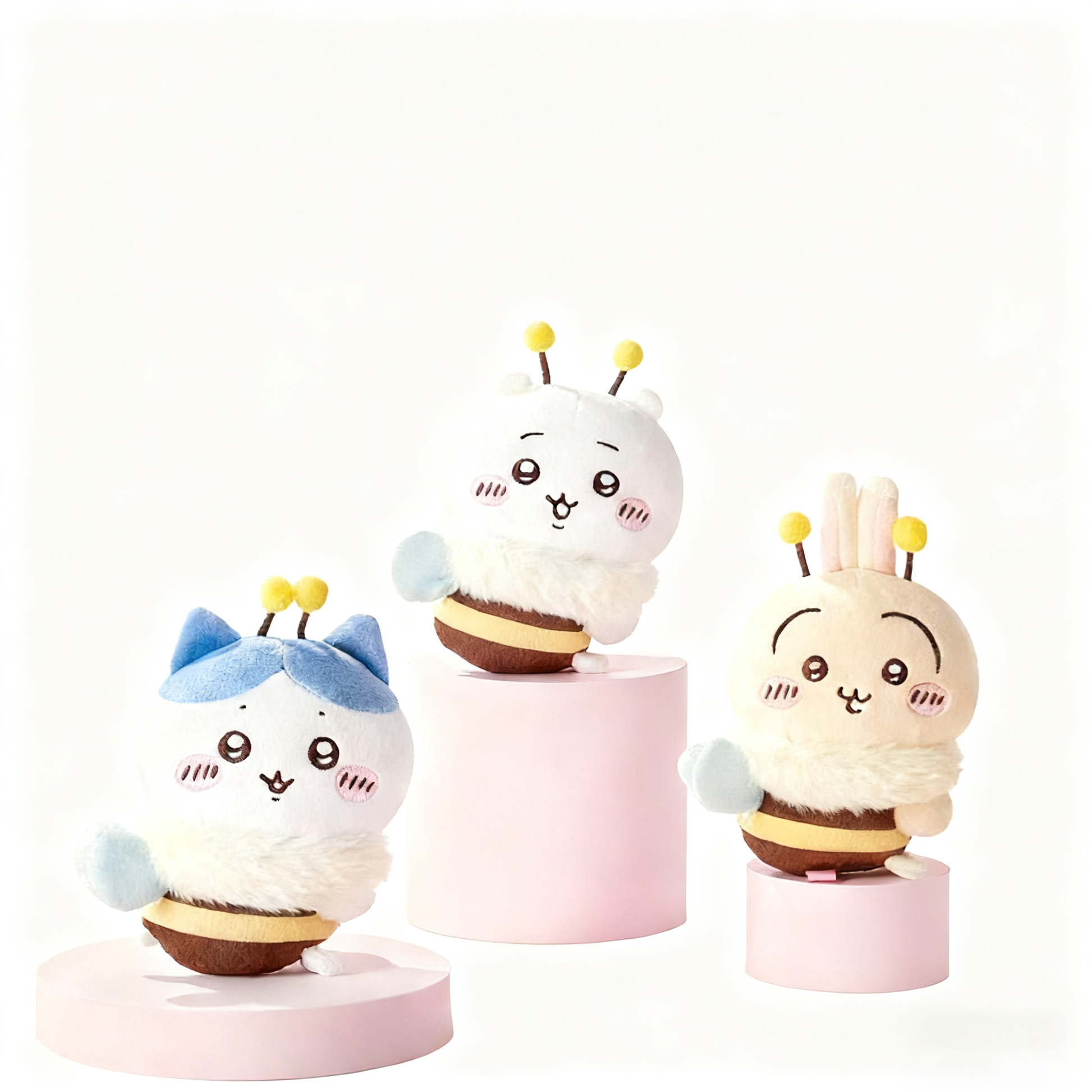 Chiikawa Sakura Season Bee Plush Doll - Cute Stuffed Animal in White/Deep Blue/Orange, Soft Huggable Companion for Kids & Fans