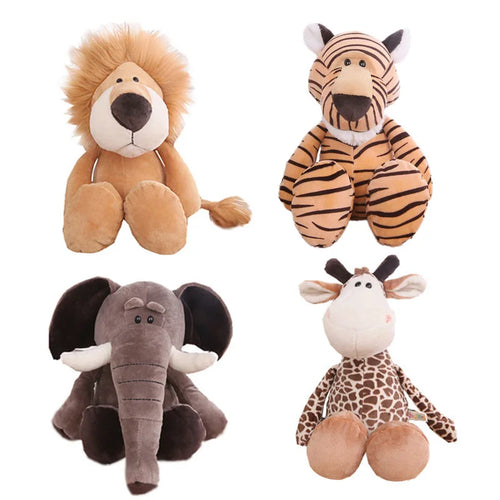 "Jungle Animal Plush Toy Set | Lion Tiger Elephant Giraffe Stuffed Animals | Soft Kawaii Zoo Plushies | Kids Birthday Gift & Nursery Decor