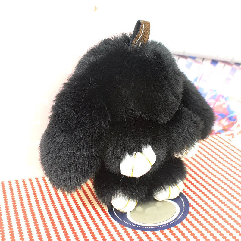 Cute Plush Bunny Keychain Women Fur Pom Pom Angel Rabbit Key Ring Hare Pompom Plush Dolls Toy Girls Bag Car Key Pendant 13cm