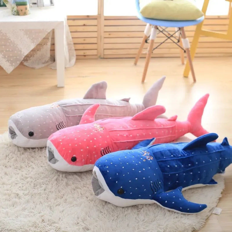 150cm Large Size Soft Shark Plush Toy Big Creative Blue Whale Stuffed Soft Shark Sea Fish Plush Pillow Lovely Doll
