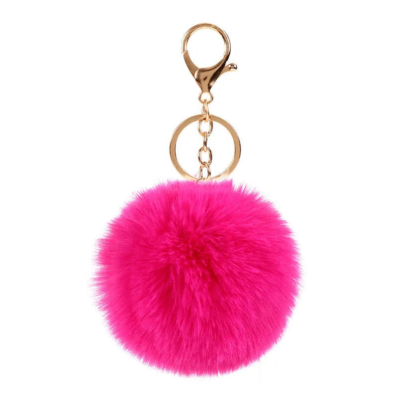 Cute Plush Bunny Keychain Women Fur Pom Pom Angel Rabbit Key Ring Hare Pompom Plush Dolls Toy Girls Bag Car Key Pendant 13cm