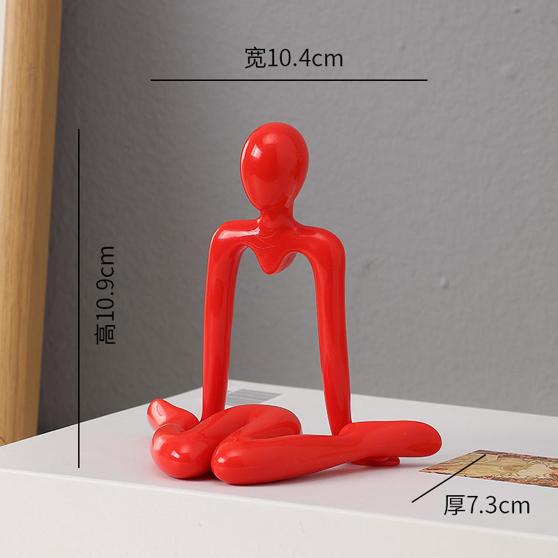 Abstract Thinker Figurine in Four Seated Poses and Four Colors, Modern Mini Sculpture for Desks, Shelves and Creative Gifts