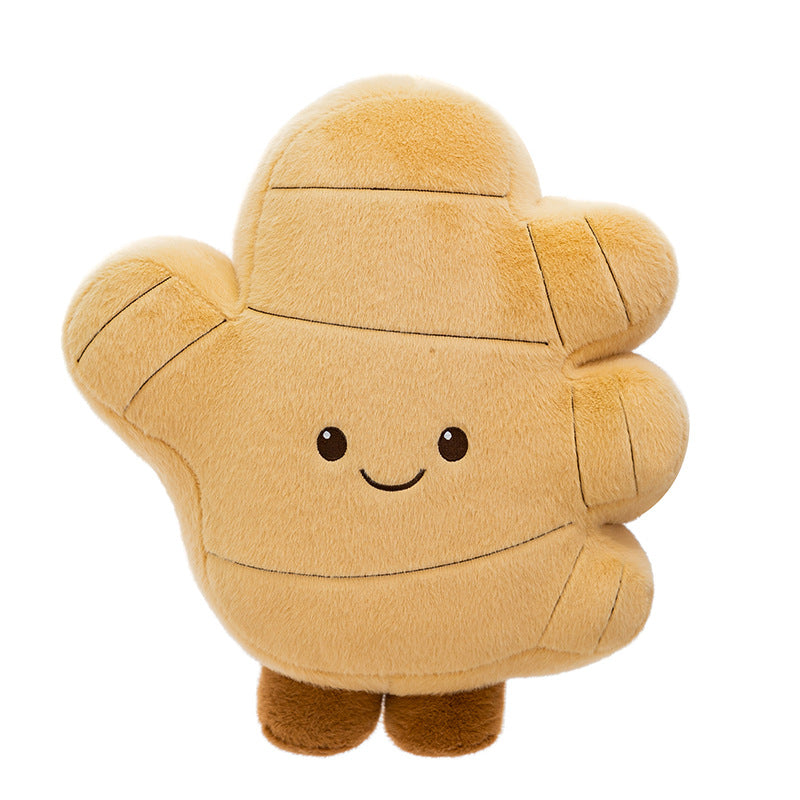 Smiling Ginger Plush Toy, Whimsical Food Shaped Soft Companion for Cozy Shelves, Playful Desks and Thoughtful Gifts