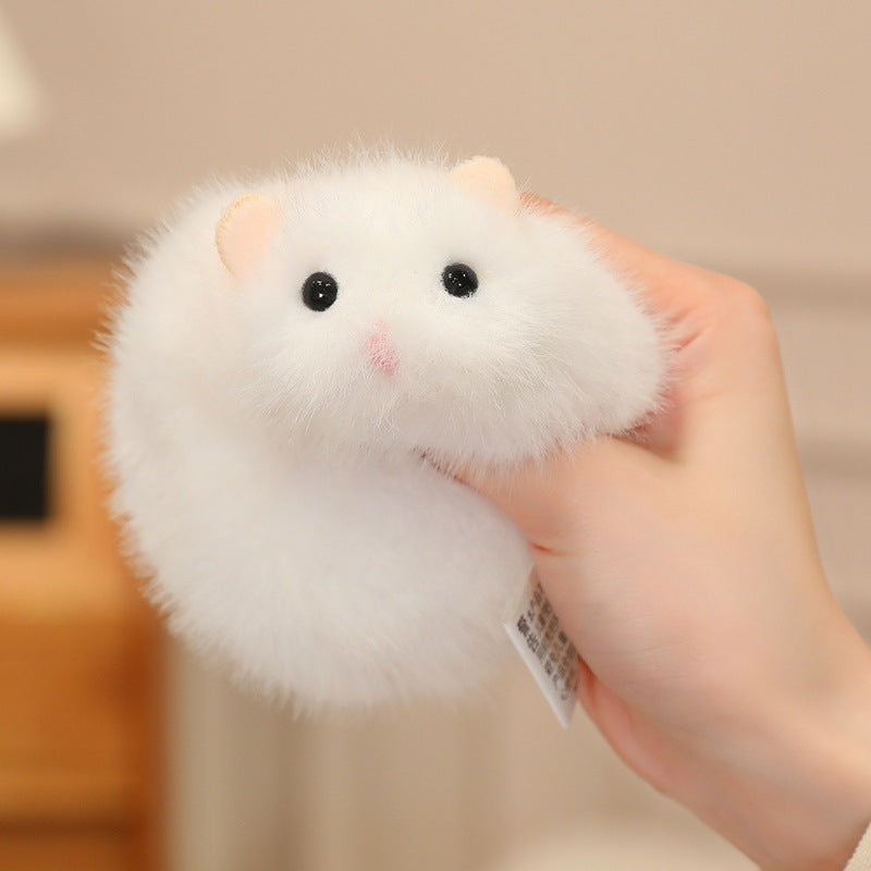 Fluffy Hamster Plush Bag Charm, 13 cm Mini Hamster Keychain in Gray, White or Brown for Backpacks and Sweet Little Gifts