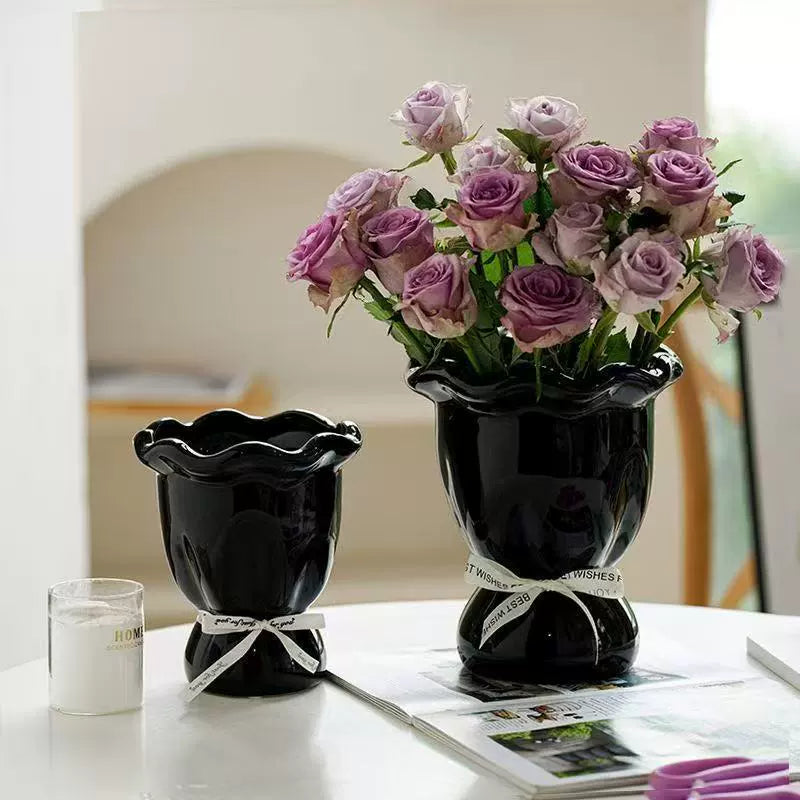 Handblown Cream Soft - Shaped Decorative Vases