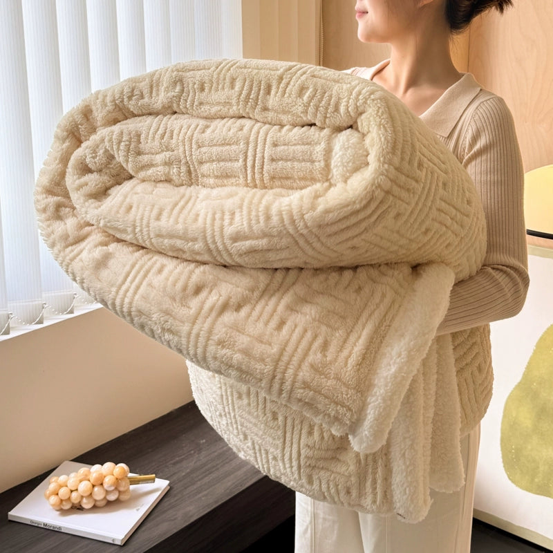 Handmade Coral Fleece Lamb Fleece Blanket