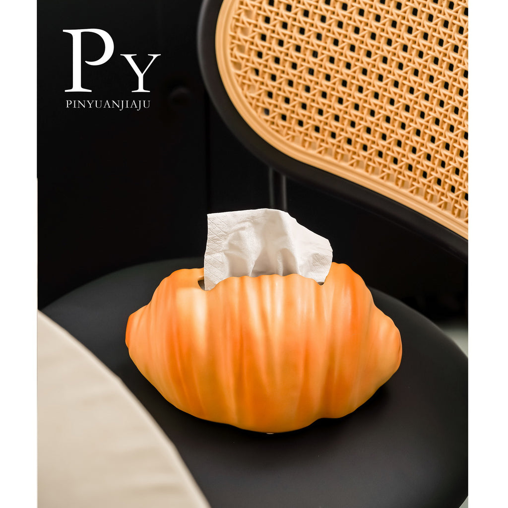 Croissant-Shaped Tissue Box Cover, Warm Pastry-Inspired Tabletop Accent for Living Rooms, Bedrooms and Cozy Home Decor