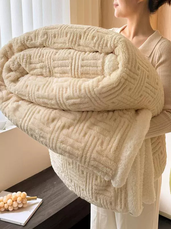 Handmade Coral Fleece Lamb Fleece Blanket