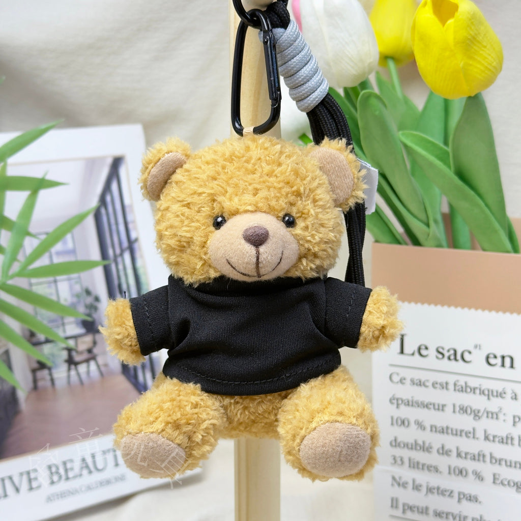 Outfit Teddy Bear Plush Bag Charm, 11 cm Mini Stuffed Bear Keychain in Colorful Sweaters and Shirts