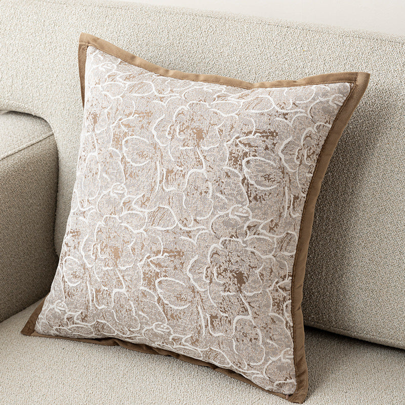 Textured Floral Pillow Cover in Four Designs, Decorative Cushion Case in Coffee, Gray, Blue and Cream for Cozy Sofas and Bedrooms