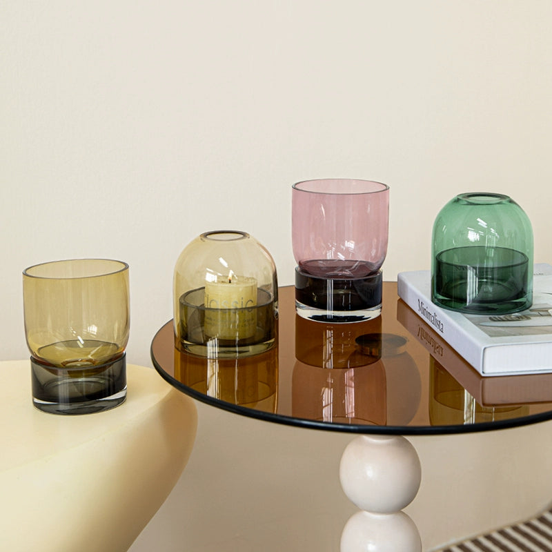 Simple and modern crystal transparent glass vase, creative dining table, living room, fresh flowers, high-end decoration, small Lego vase