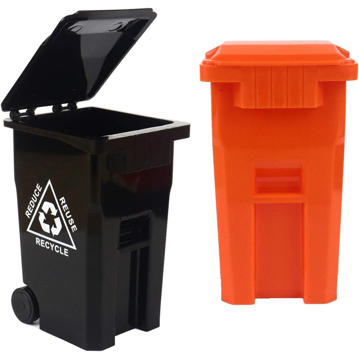 Mini Trash Bin Pen Holder Set of 6, Colorful Flip-Top Desktop Pencil Organizers for Creative Workspaces