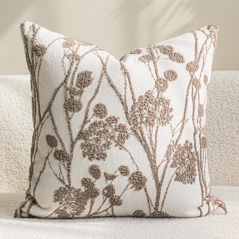 Warm Neutral Textured Pillow Cover, 45 x 45 cm Dandelion and Oatmeal Cushion Case for Cozy Sofas and Bedrooms