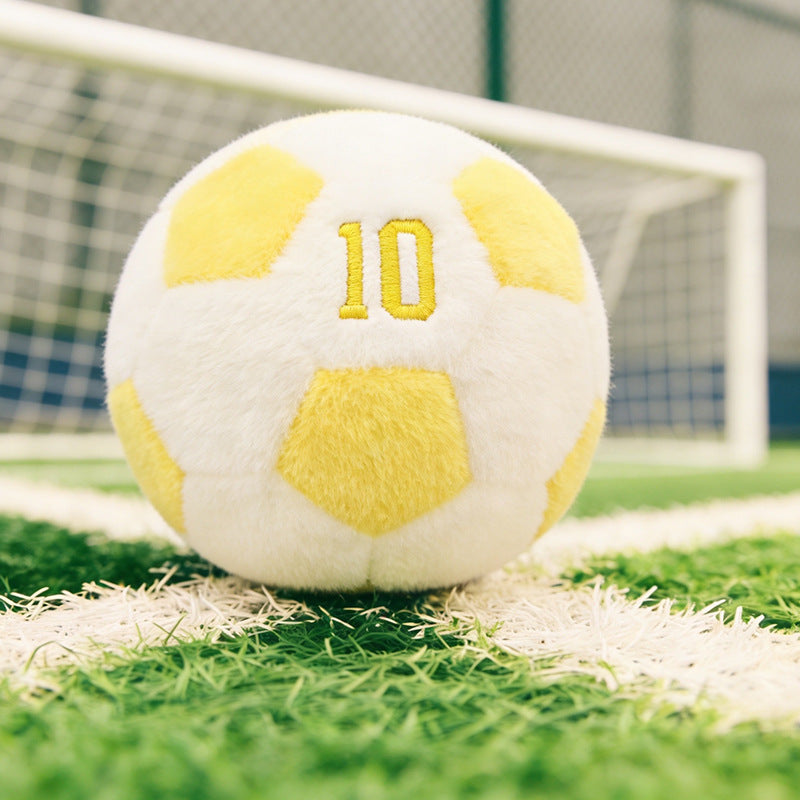 Smiling Soccer Ball Plush Toy, 25 cm Fuzzy Football Cushion in Seven Colors for Sporty Bedrooms, Playful Shelves and Gifts