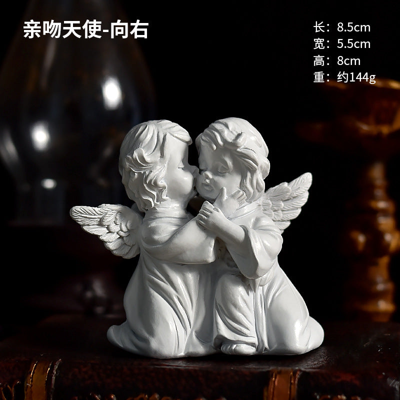 Praying Cherub Angel Figurine, White Vintage-Inspired Desk Sculpture in 16 Poses for Shelves and Thoughtful Gifts
