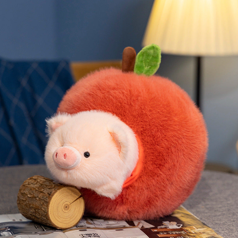 Apple Pig Plush Toy, 30 cm Round Fruit Costume Animal Friend for Cozy Rooms and Thoughtful Gifts