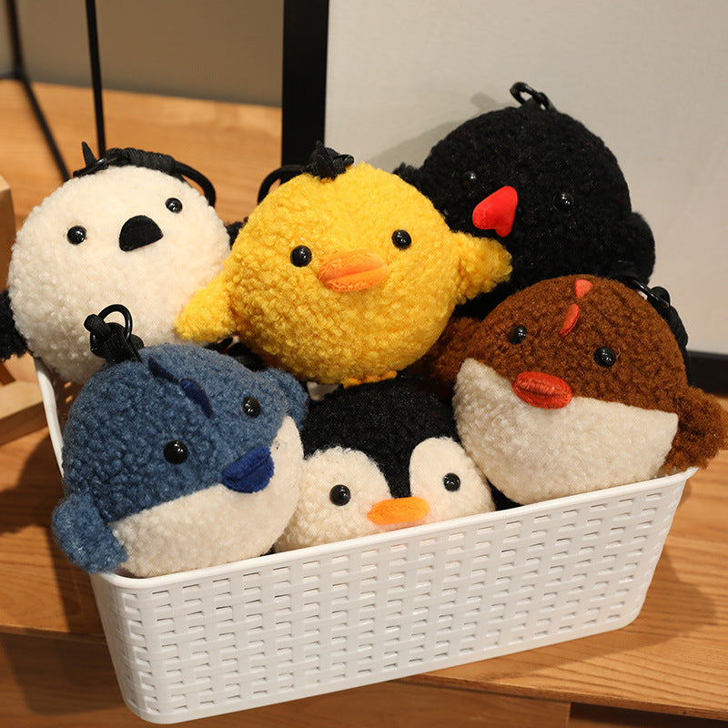 Mini Round Animal Plush Toys and Bag Charms, 10–15 cm Otter, Frog, Penguin, Pufferfish and More for Playful Gifts