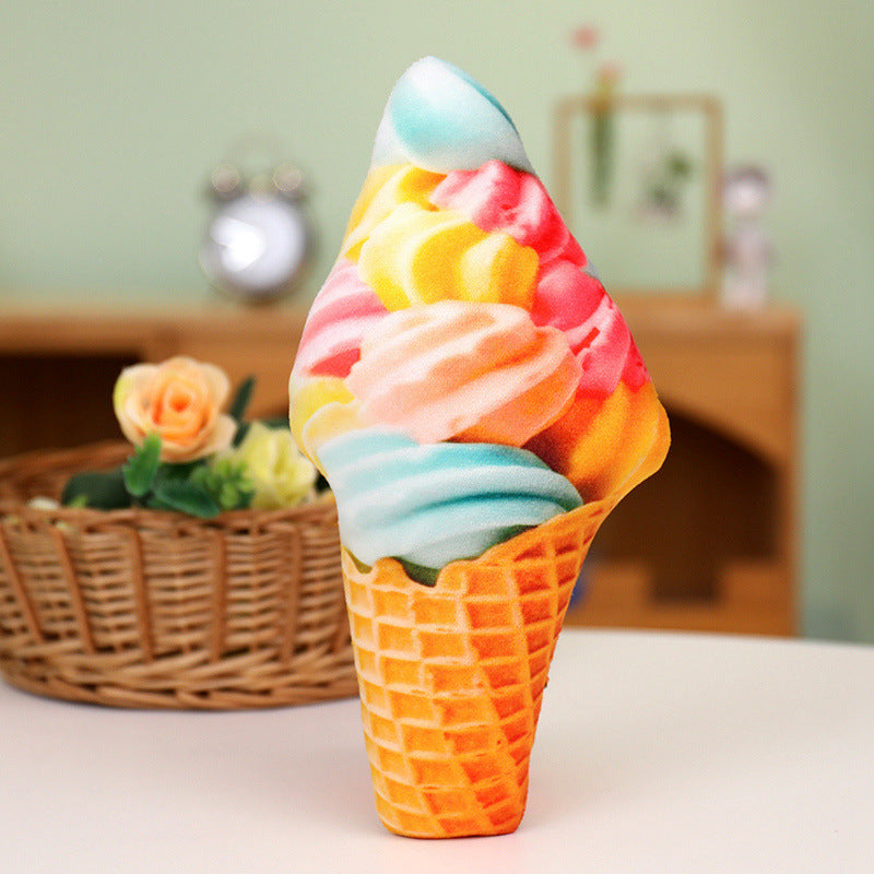 Whimsical Ice Cream Cone Plush Toy, 22 or 30 cm Soft Dessert Cushion in Colorful Swirl, Cherry, Matcha and Chocolate Styles