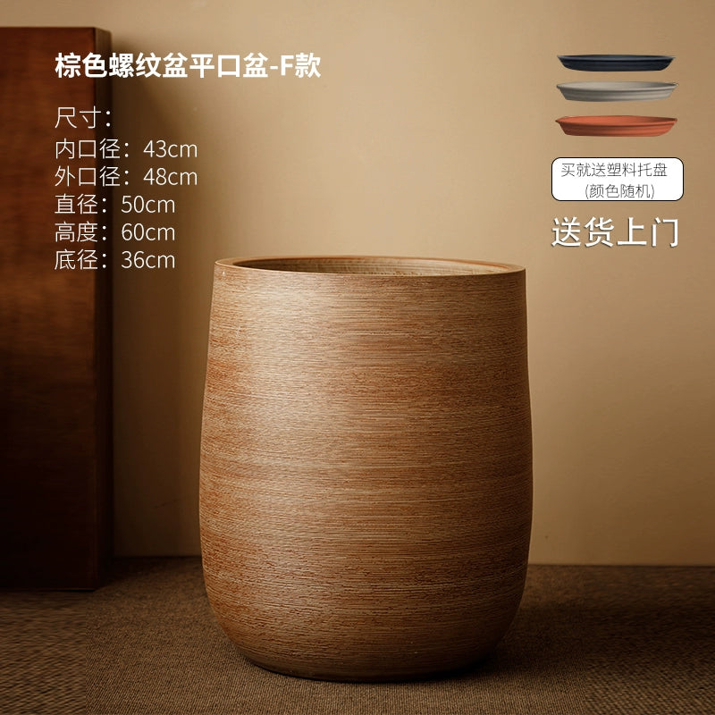 Large caliber ceramic flower pot villa courtyard turtle backed bamboo tree planting green plant vat decoration floor to ceiling large vase