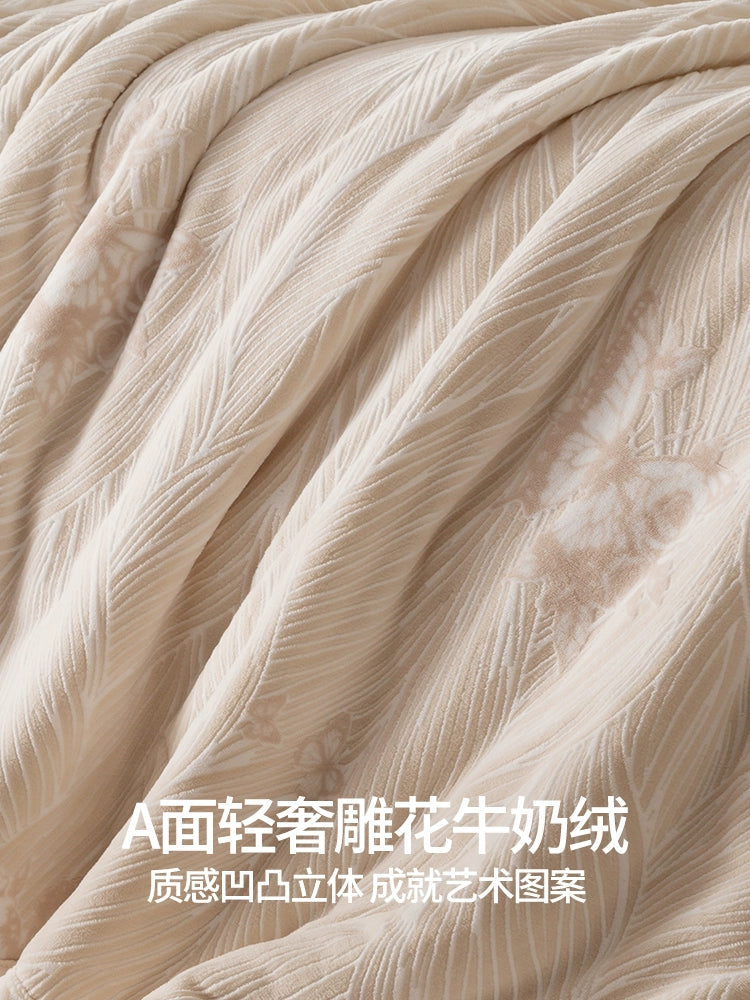 Luxury Carved Milk Velvet Warm Blanket