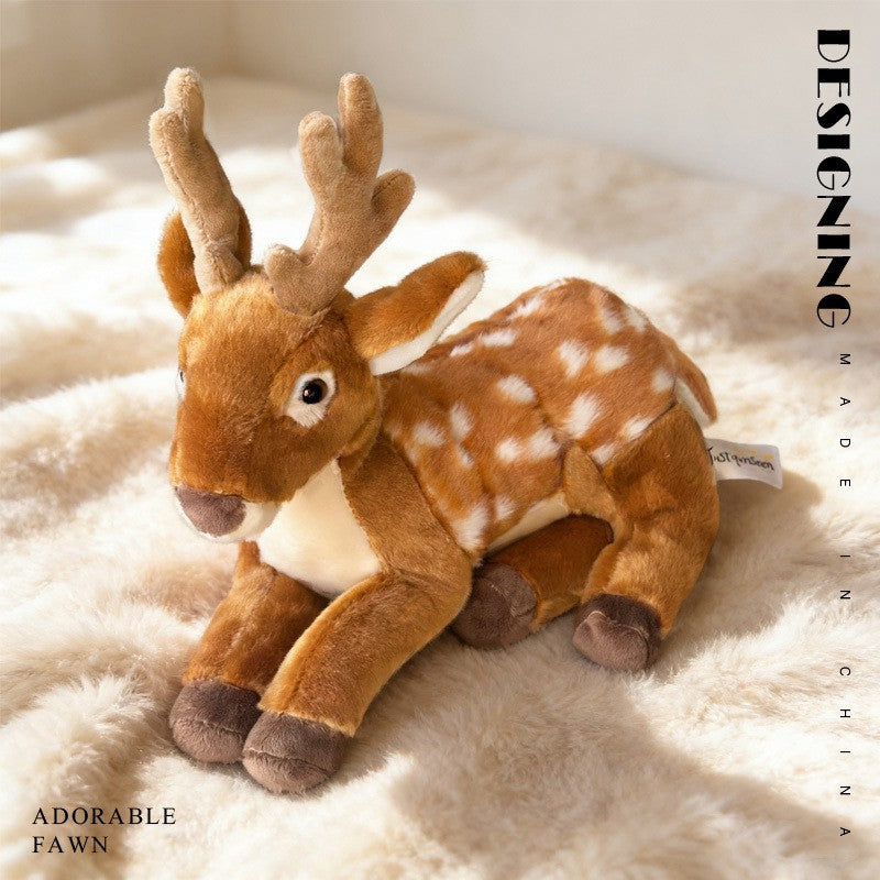 Woodland Deer Plush Toys, 15–30 cm Spotted Fawn and Antlered Buck Stuffed Animals for Cozy Shelves and Nature-Loving Gifts