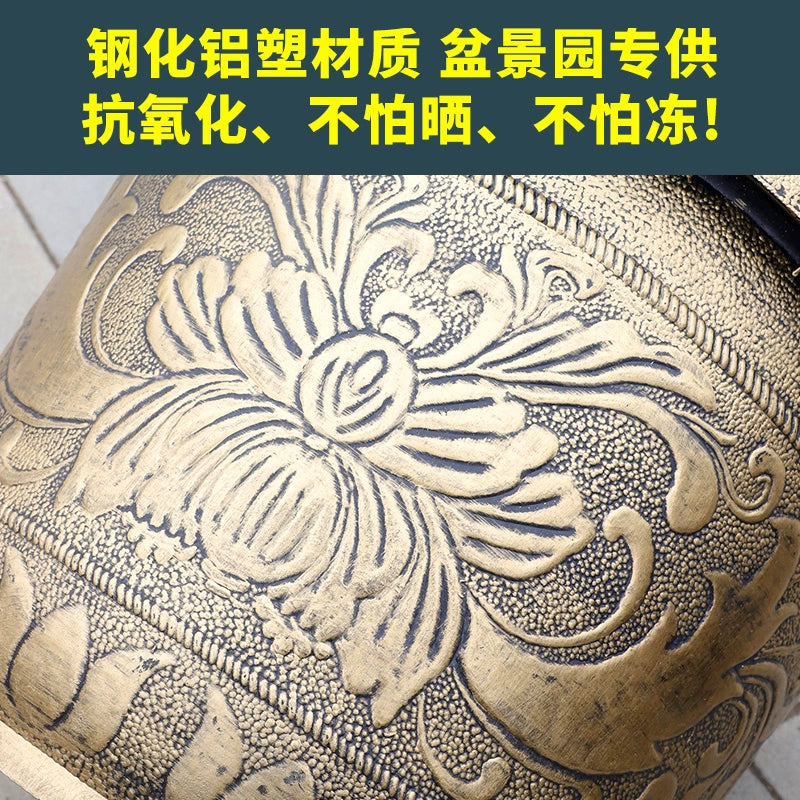 Vintage Resin Flower Pot with Historical Craftsmanship, Outer Diameter 29.5-149cm & Inner Diameter 25-130cm, Retro Planter for Indoor/Outdoor Garden Decoration