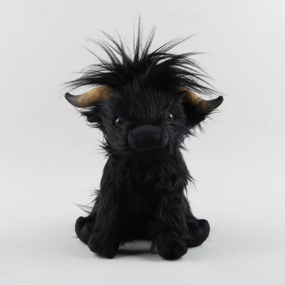 Shaggy Highland Cow Plush Toy, 28 cm Soft Standing and Resting Cow Friends in Warm and Playful Colors for Cozy Rooms and Gifts