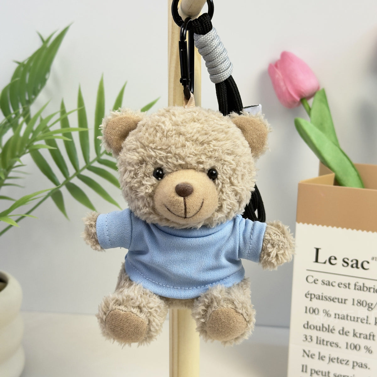 Outfit Teddy Bear Plush Bag Charm, 11 cm Mini Stuffed Bear Keychain in Colorful Sweaters and Shirts
