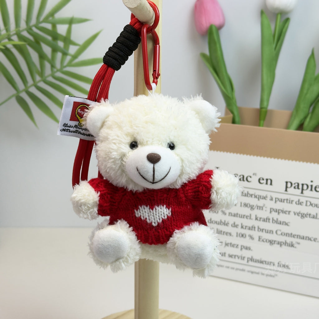 Outfit Teddy Bear Plush Bag Charm, 11 cm Mini Stuffed Bear Keychain in Colorful Sweaters and Shirts